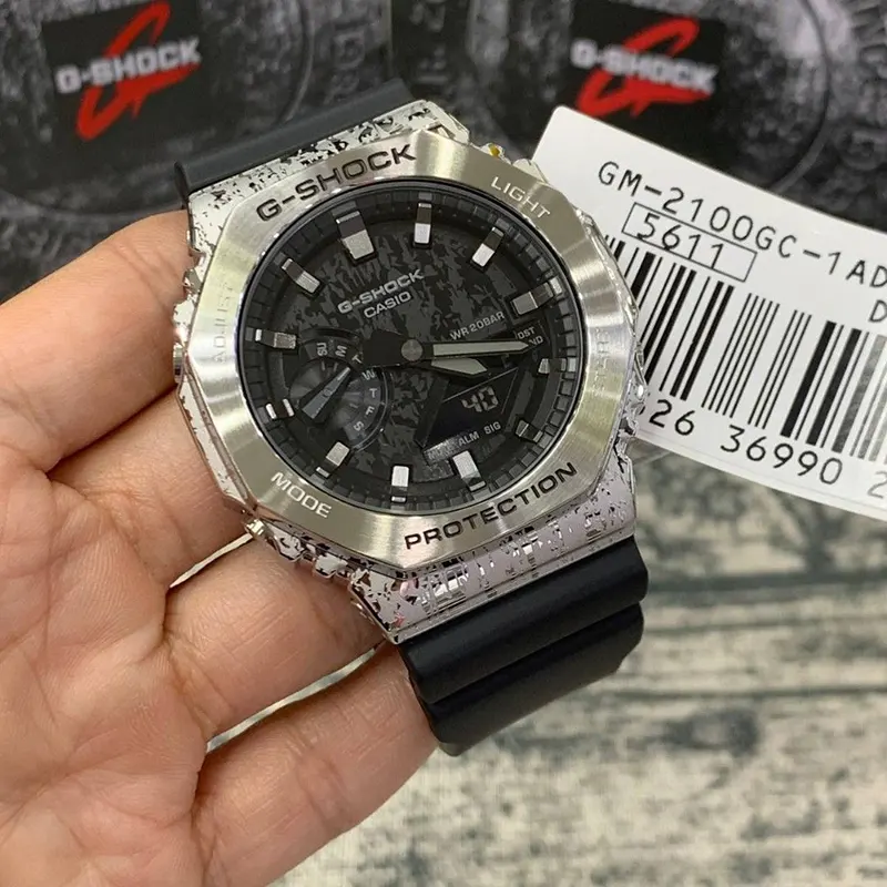 Casio G-Shock Grunge Camouflage Grey Men's Watch-  GM-2100GC-1A